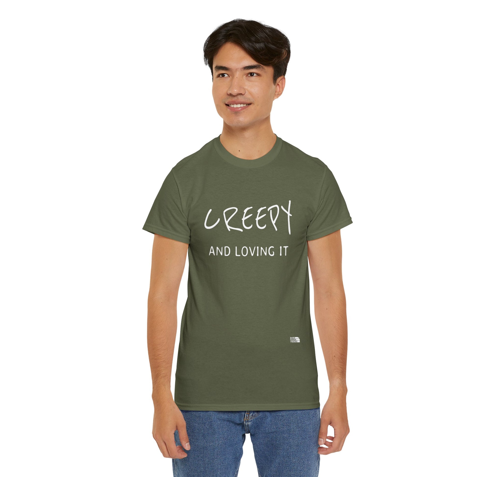 Creepy and Loving it - Unisex Cotton Tee, Funny Graphic T-Shirt, Casual Wear, Gift for Him or Her, Street Style Apparel
