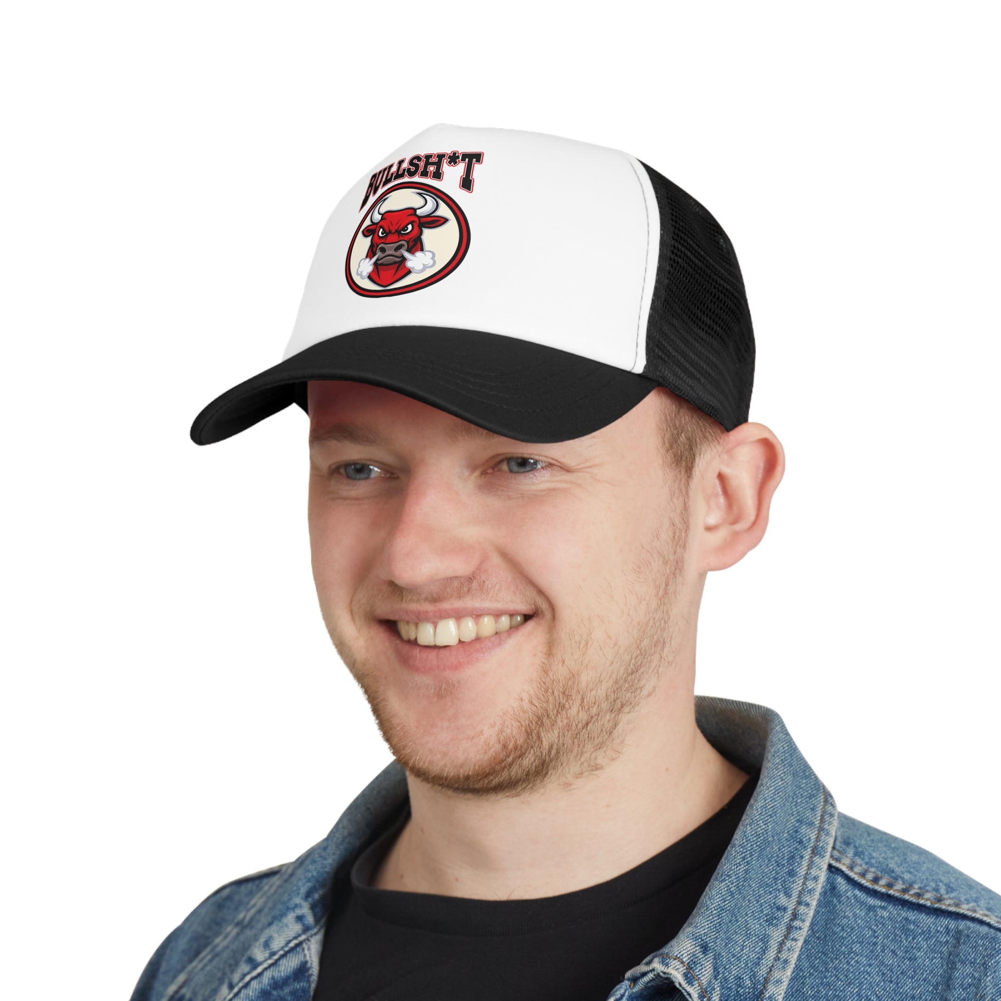 Trendy Mesh Cap with Bold BS Design, Casual Headwear, Gift for Bull Enthusiasts, Adjustable Hat, Outdoor Fashion Accessory