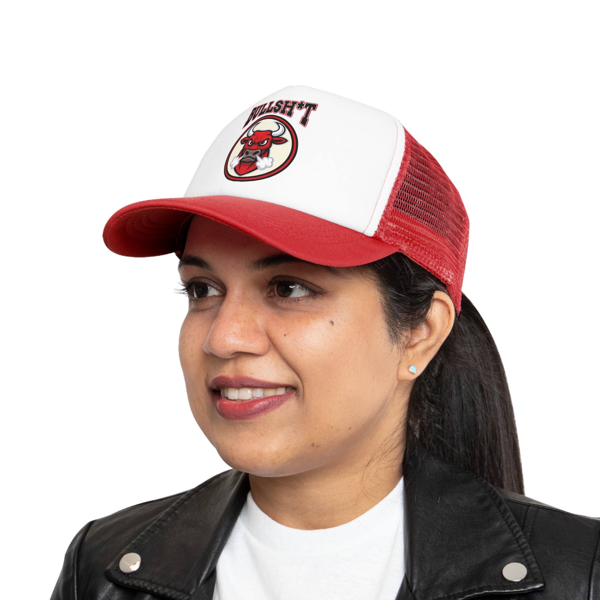 Trendy Mesh Cap with Bold BS Design, Casual Headwear, Gift for Bull Enthusiasts, Adjustable Hat, Outdoor Fashion Accessory